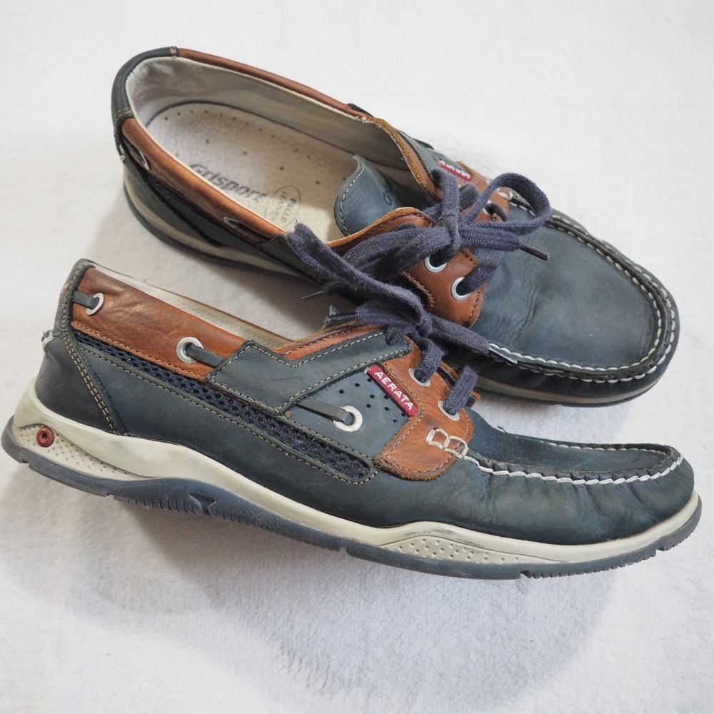 Grisport Sz 42 Casual Blue and Brown Pelle Leather Shoes